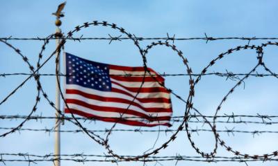Barbed Wire Fence and American flag