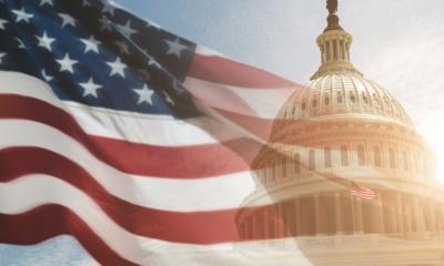 United States Flag Flown Over Capitol